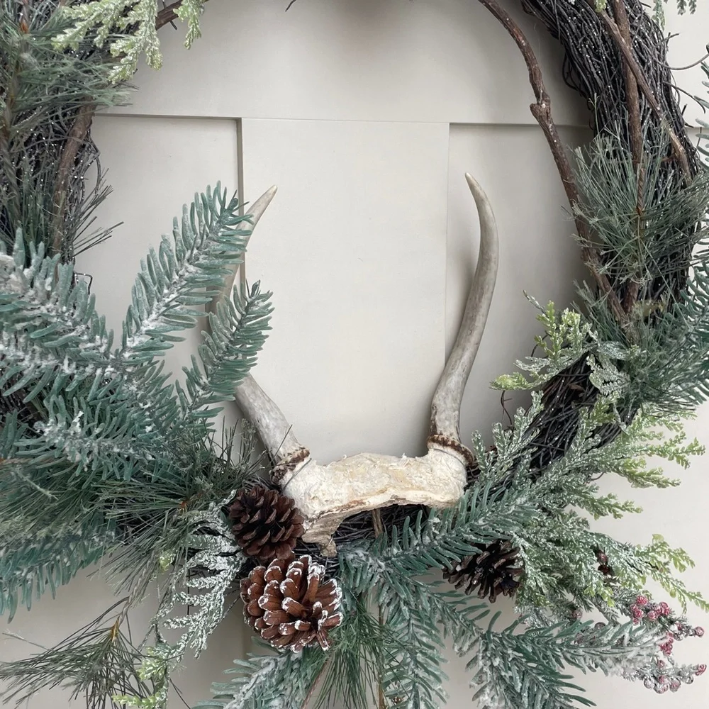 Authentic Antler Christmas Wreath Handmade 16” round